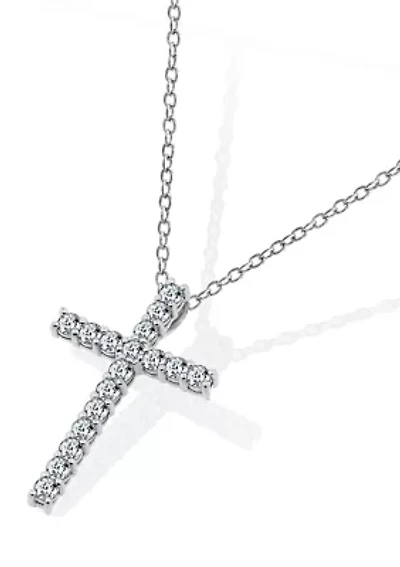 1 ct. t.w. Swarovski® Zirconia Cross Pendant Necklace in Platinum Plated Sterling Silver