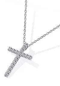 1 ct. t.w. Swarovski® Zirconia Cross Pendant Necklace in Platinum Plated Sterling Silver