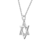 Lab Created Platinum Plated Sterling Silver Religious Round Brilliant Cubic Zirconia Star Of David Pendant Necklace