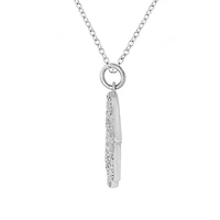 Lab Created Platinum Plated Sterling Silver Clear Cubic Zirconia Hollow Hamsa Hand Lucky Pendant Necklace