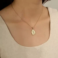 Lab Created 14K Yellow Gold Plated Sterling Silver Mother Mary Pendant Necklace