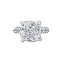Lab Created Diamonbliss Platinum Plated Silver Cushion Cut Cubic Zirconia Cocktail Ring (8)