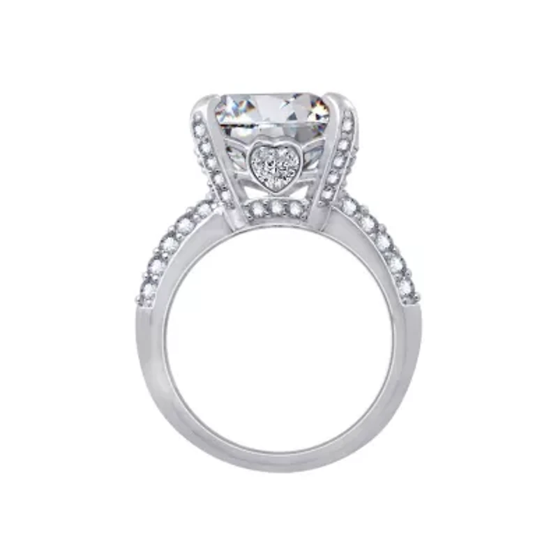 Lab Created Diamonbliss Platinum Plated Silver Cushion Cut Cubic Zirconia Cocktail Ring (8)