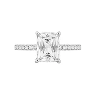 Lab Created Diamonbliss Platinum Plated Silver 3 Carat Emerald Choice of Cut Bridal Ring (9)