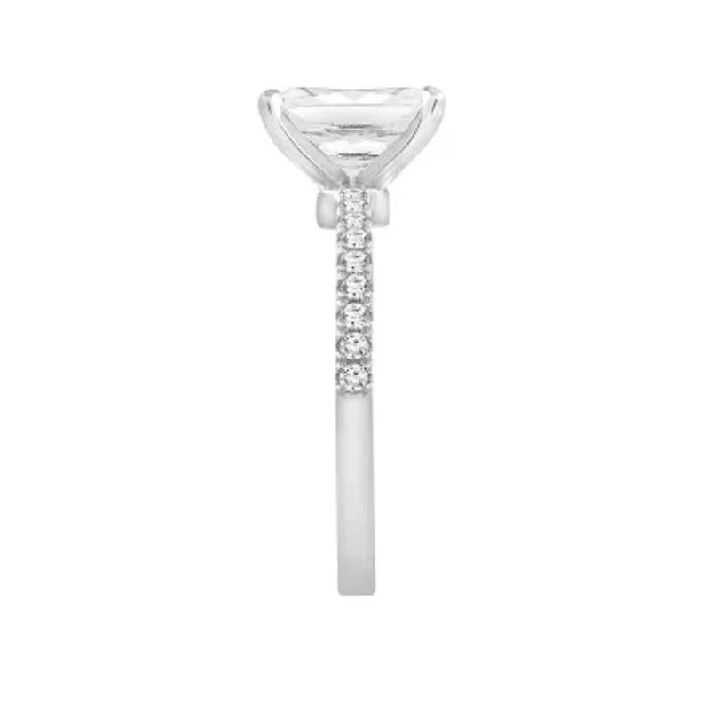 Lab Created Diamonbliss Platinum Plated Silver 3 Carat Emerald Choice of Cut Bridal Ring (9)