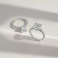 Lab Created Diamonbliss Platinum Plated Silver 3 Carat Emerald Choice of Cut Bridal Ring (9)