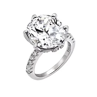 Lab Created Diamonbliss Platinum Plated Silver Celebrity "Kourtney" with Cubic Zirconia Cocktail Ring (9)