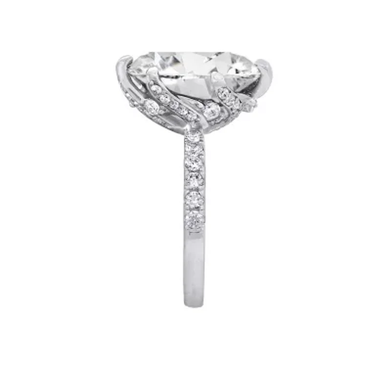 Lab Created Diamonbliss Platinum Plated Silver Celebrity "Kourtney" with Cubic Zirconia Cocktail Ring (9)