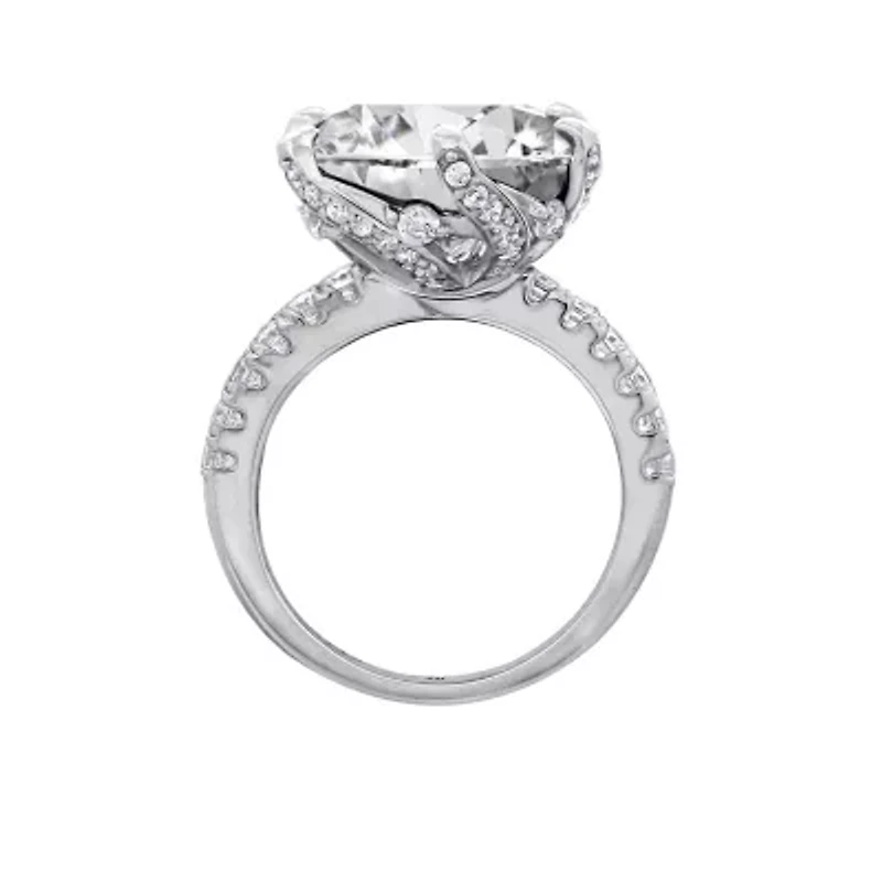 Lab Created Diamonbliss Platinum Plated Silver Celebrity "Kourtney" with Cubic Zirconia Cocktail Ring (9)