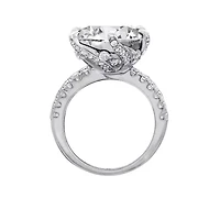 Lab Created Diamonbliss Platinum Plated Silver Celebrity "Kourtney" with Cubic Zirconia Cocktail Ring (9)