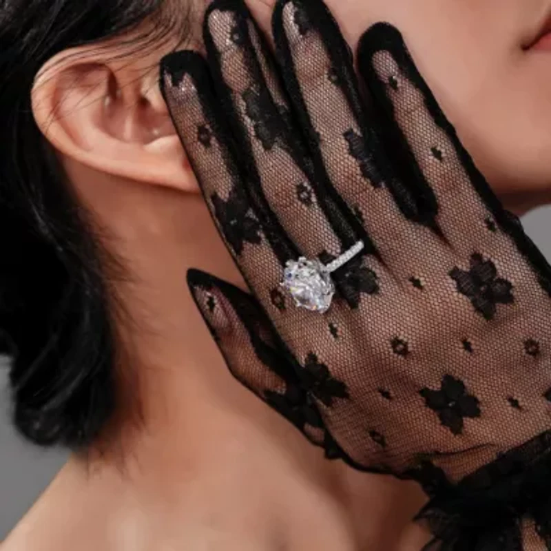 Lab Created Diamonbliss Platinum Plated Silver Celebrity "Kourtney" with Cubic Zirconia Cocktail Ring (9)