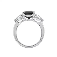 Lab Created DIAMONBLISS Platinum plated Sterling Silver Black Emerald Cubic Zirconia Ring, Size 7