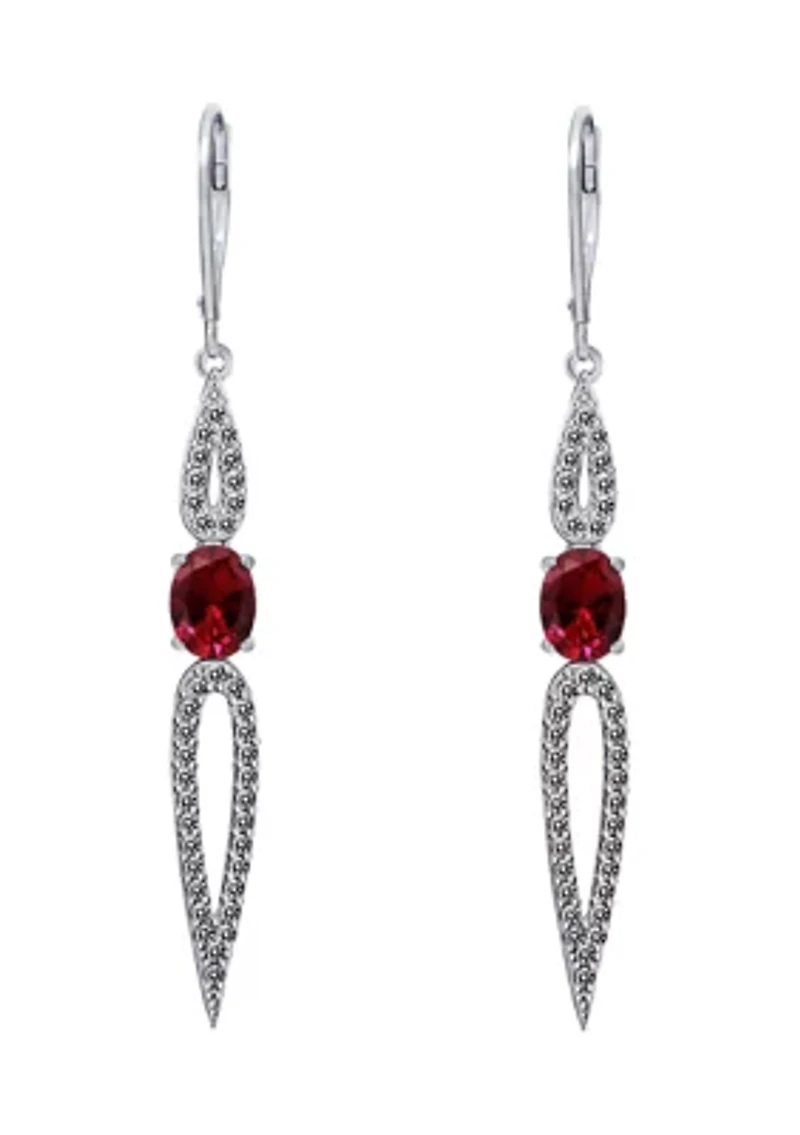 Rhodium Plated Sterling Silver 2.23 ct. t.w. Cubic Zirconia Pave Petal Earrings