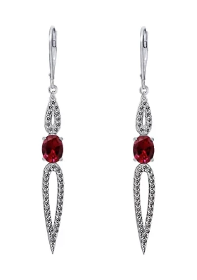 Rhodium Plated Sterling Silver 2.23 ct. t.w. Cubic Zirconia Pave Petal Earrings