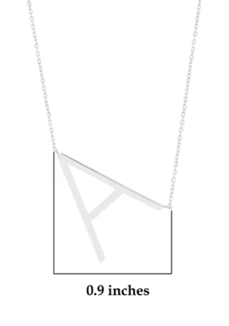 Sterling Silver Large Sideways Block Initial Extendable Necklace