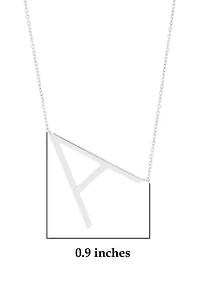 Sterling Silver Large Sideways Block Initial Extendable Necklace