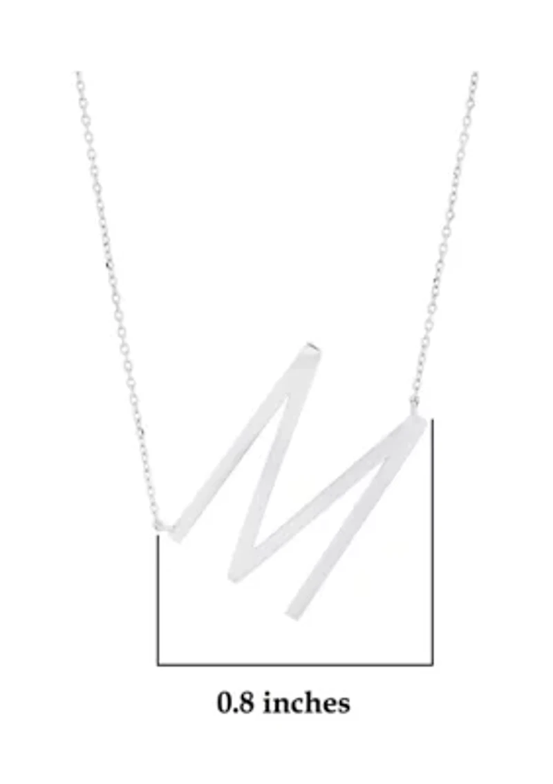Sterling Silver Large Sideways Block Initial Extendable Necklace
