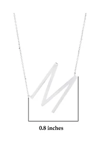 Sterling Silver Large Sideways Block Initial Extendable Necklace