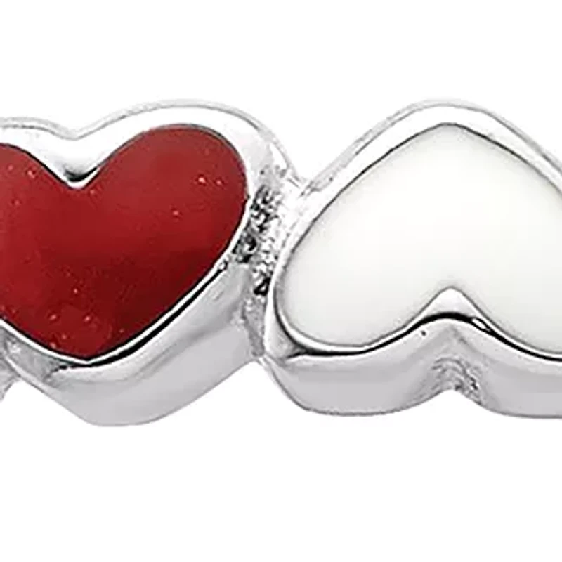 Sterling Silver Stackable Expressions and White Enamel Heart Ring