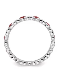 Sterling Silver Stackable Expressions and White Enamel Heart Ring