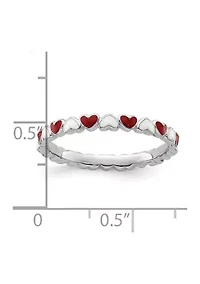 Sterling Silver Stackable Expressions and White Enamel Heart Ring