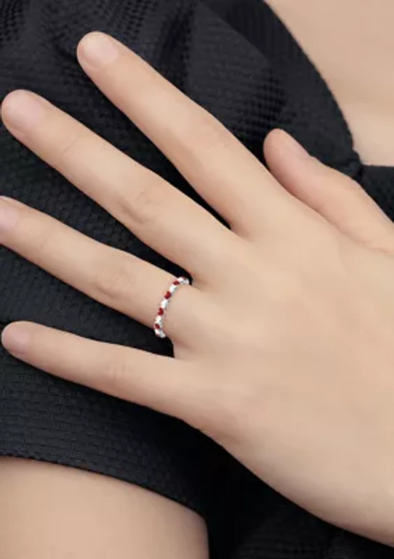 Sterling Silver Stackable Expressions and White Enamel Heart Ring