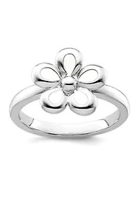 Sterling Silver Stackable Expressions Polished Enameled Flower Ring
