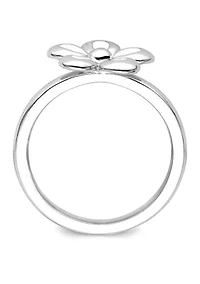 Sterling Silver Stackable Expressions Polished Enameled Flower Ring
