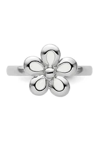 Sterling Silver Stackable Expressions Polished Enameled Flower Ring