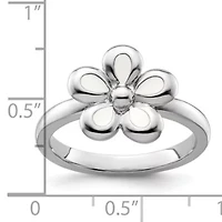 Sterling Silver Stackable Expressions Polished Enameled Flower Ring