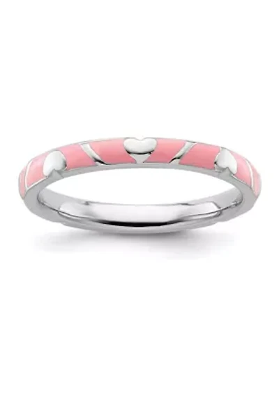 Sterling Silver Stackable Expressions Enamel Heart Ring
