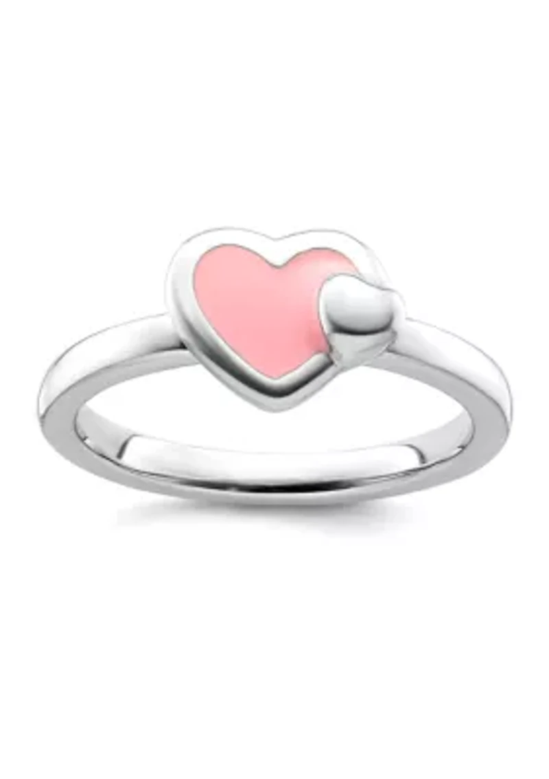 Sterling Silver Stackable Expressions Polished Enameled Heart Ring