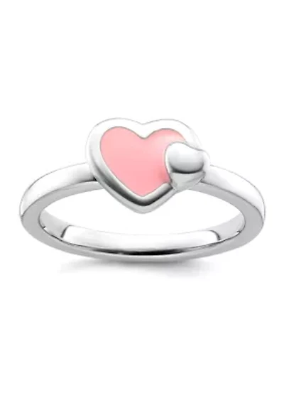 Sterling Silver Stackable Expressions Polished Enameled Heart Ring