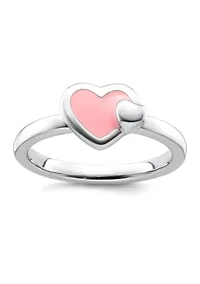 Sterling Silver Stackable Expressions Polished Enameled Heart Ring