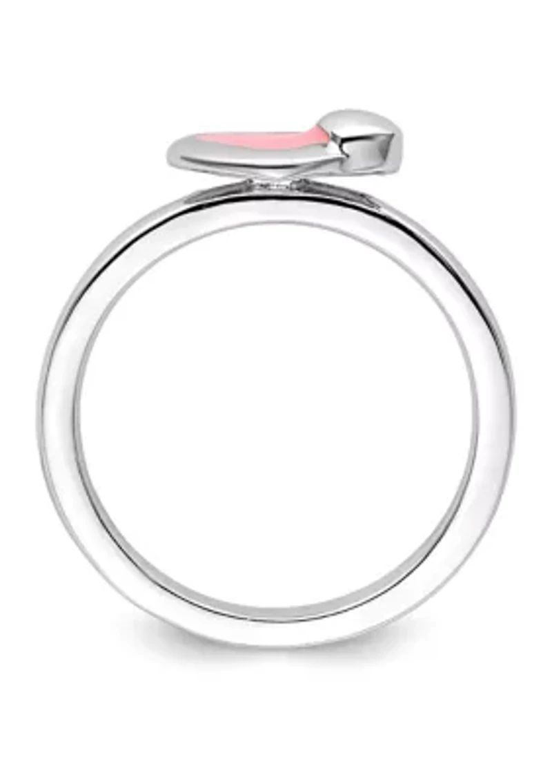 Sterling Silver Stackable Expressions Polished Enameled Heart Ring