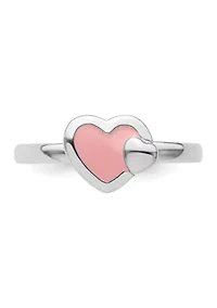 Sterling Silver Stackable Expressions Polished Enameled Heart Ring