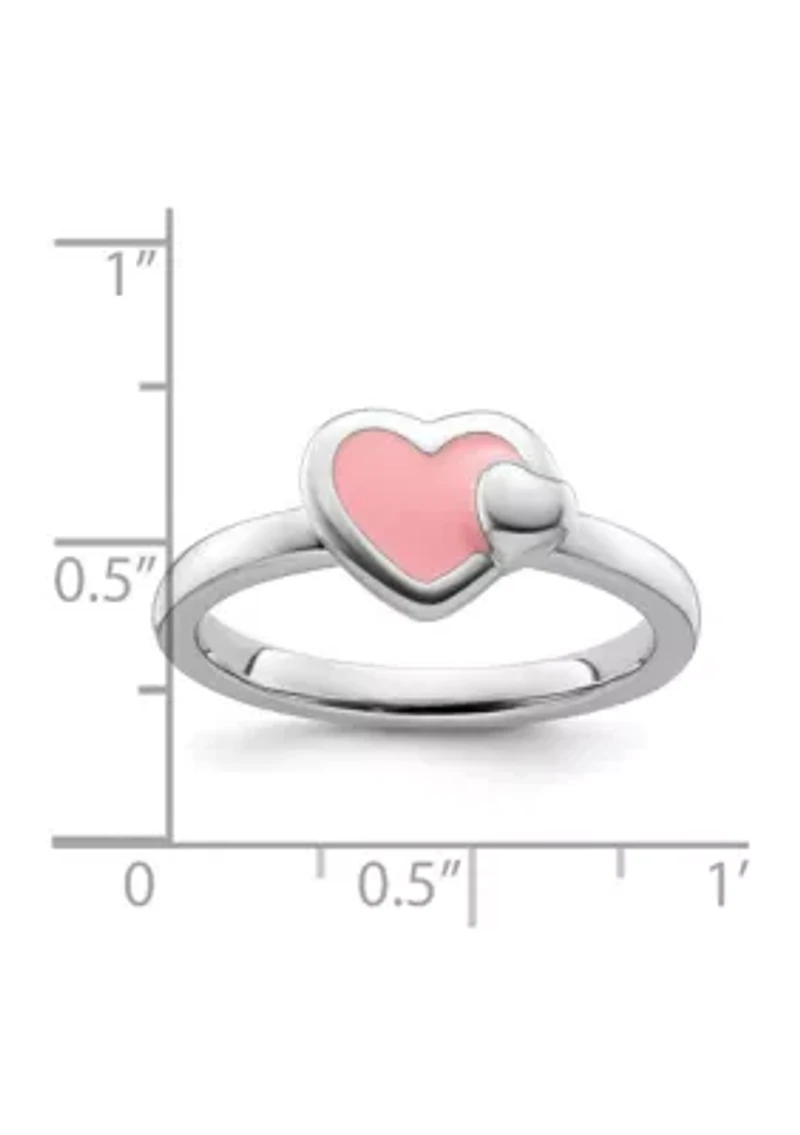 Sterling Silver Stackable Expressions Polished Enameled Heart Ring