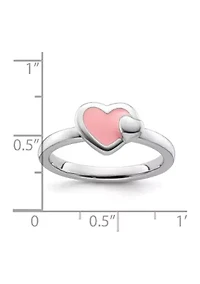 Sterling Silver Stackable Expressions Polished Enameled Heart Ring