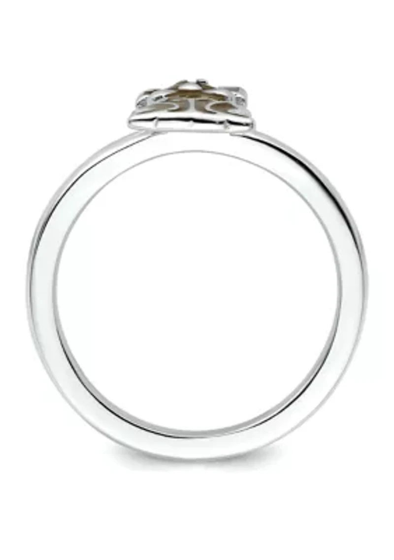 Sterling Silver Stackable Expressions Brown Enameled Dog Ring