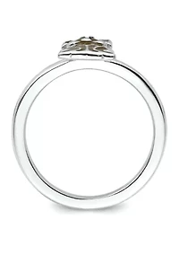 Sterling Silver Stackable Expressions Brown Enameled Dog Ring