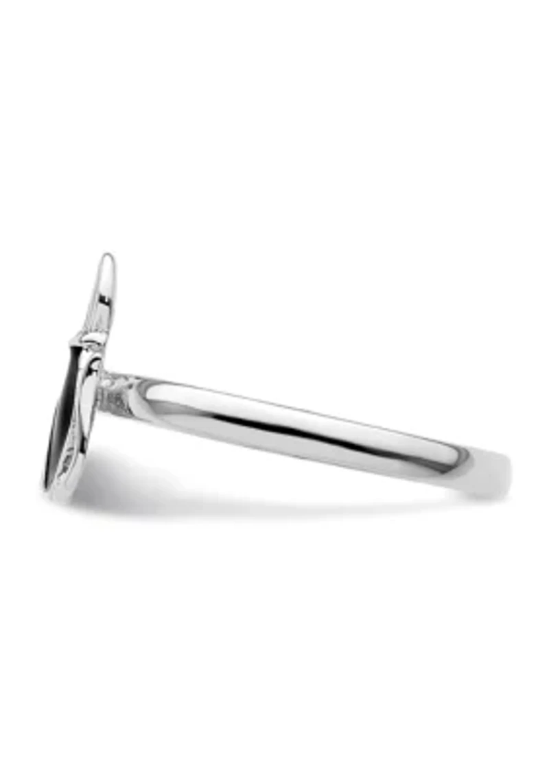 Sterling Silver Stackable Expressions Black Enameled Cat Ring