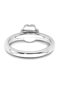 Sterling Silver Stackable Expressions Black Enamel Pawprint Ring