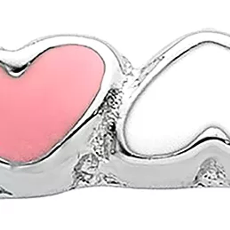 Sterling Silver Stackable Expressions and White Enamel Heart Ring