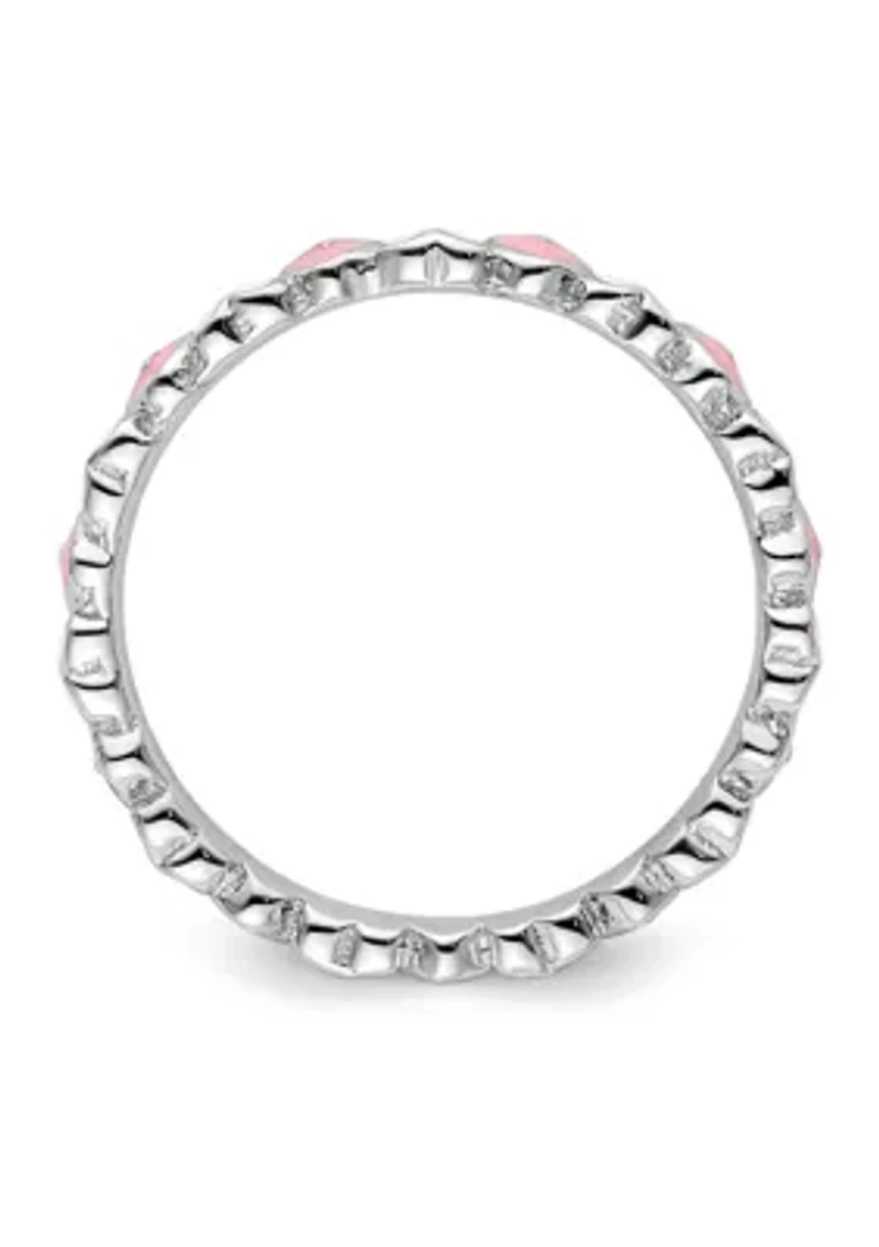 Sterling Silver Stackable Expressions and White Enamel Heart Ring