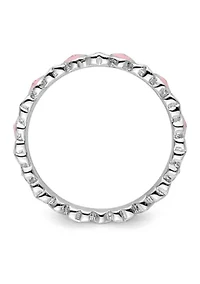 Sterling Silver Stackable Expressions and White Enamel Heart Ring