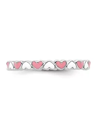 Sterling Silver Stackable Expressions and White Enamel Heart Ring