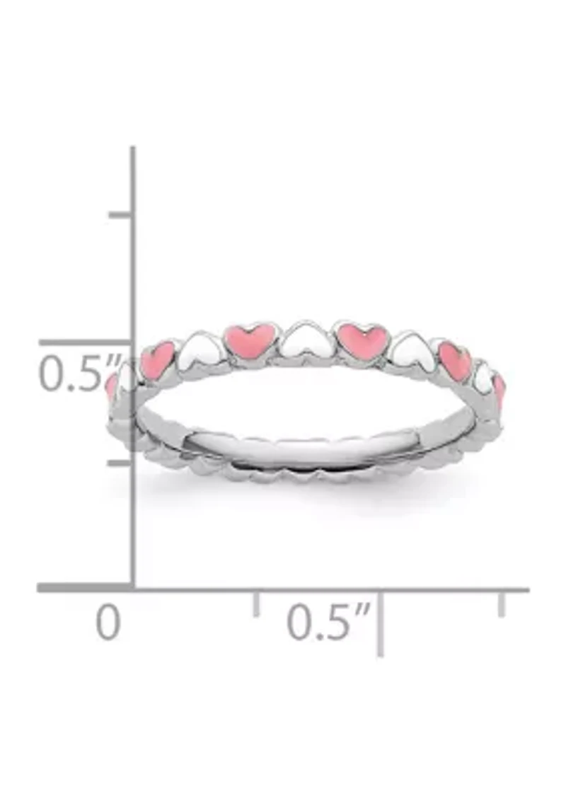 Sterling Silver Stackable Expressions and White Enamel Heart Ring