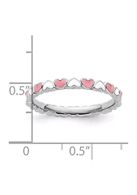 Sterling Silver Stackable Expressions and White Enamel Heart Ring
