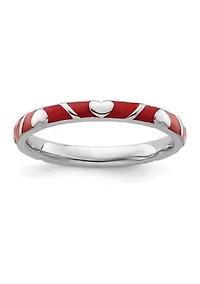 Sterling Silver Stackable Expressions Enamel Heart Ring