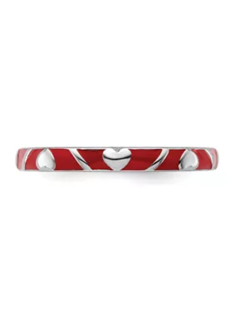 Sterling Silver Stackable Expressions Enamel Heart Ring